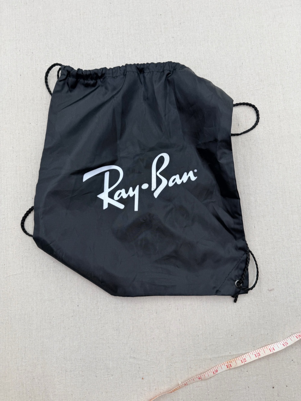 Ray-Ban Black Drawstring Backpack with White Logo